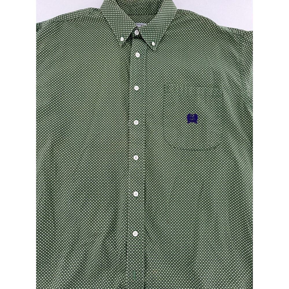 Cinch Button Up Shirt Size L Star Print Green Western Rodeo Dress Cowboy Cotton‌ - Picture 3 of 16